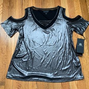 Col Shoulder Metalic Blouse